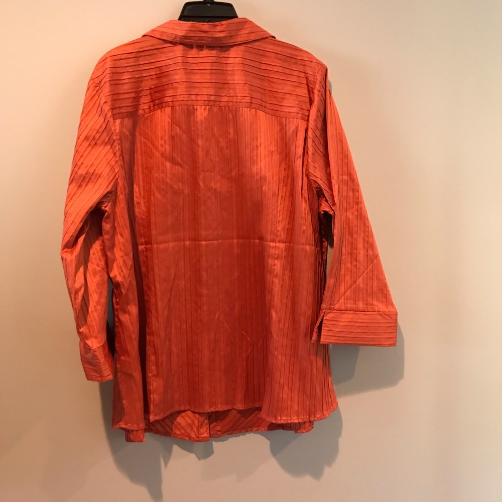 Rust Orange Button Up Textured Blouse 18/20 2X - Picture 4 of 4